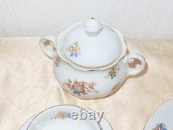 Hutschenreuther Coffee Cups + Saucers + Cake Plates Gold/Flower Decor 12 Piece