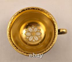 Hutschenreuther Demitasse Cup & Saucer, Royal Blue, Raised Gold Flowers