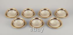 Hutschenreuther, Germany. Seven bouillon cups and saucers in porcelain