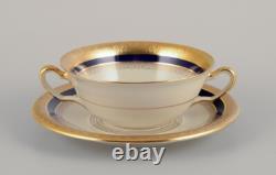 Hutschenreuther, Germany. Seven bouillon cups and saucers in porcelain