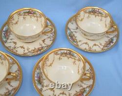 Hutschenreuther Hohenberg Abteilung 8 Cups And Saucers Hand Painted Figural Gold