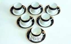 Hutschenreuther Lucrene'echt Kobalt' Demitasse Set 6 Cups & Saucers