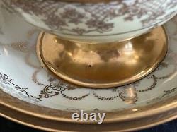 Hutschenreuther Selb Bavaria Porcelain Gold Encrusted Tea Cups and Saucers