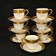 Hutschenreuther Set Of 7 Demitasse Cups Saucers 1925-1939 White Withencrusted Gold