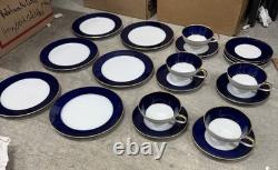 Hutschenreuther cobalt gold bands 6 plates 6 cups & saucers