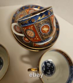IMARI Japanese Tea Cups Saucers Porcelain Gilt 20 Pcs Gold Gilt 6 Character Mark