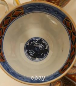 IMARI Japanese Tea Cups Saucers Porcelain Gilt 20 Pcs Gold Gilt 6 Character Mark