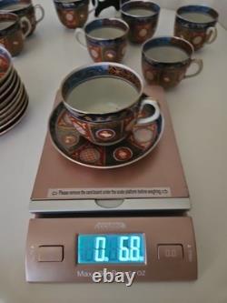 IMARI Japanese Tea Cups Saucers Porcelain Gilt 20 Pcs Gold Gilt 6 Character Mark