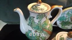 Imari Gold Teapot with lid, Creamer, Sugar Bowl withlid, 4 cups & 4 Saucers, candy dish