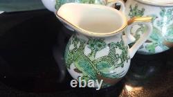 Imari Gold Teapot with lid, Creamer, Sugar Bowl withlid, 4 cups & 4 Saucers, candy dish