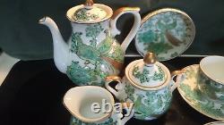 Imari Gold Teapot with lid, Creamer, Sugar Bowl withlid, 4 cups & 4 Saucers, candy dish