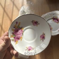 Imperial Bone China 22K Gold Floral Tea Cup & Saucer Set, Pink Rose