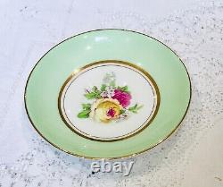 Imperial China Green Tea Set 22 kt gold pink roses teacups and saucers