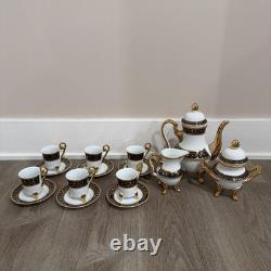 Imperial Czechoslovakia Tea Set 15pc Gold Trim Cups Saucers Teapot