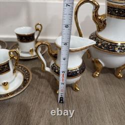 Imperial Czechoslovakia Tea Set 15pc Gold Trim Cups Saucers Teapot