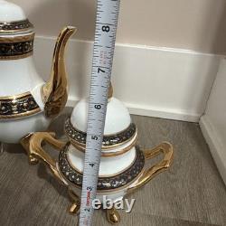 Imperial Czechoslovakia Tea Set 15pc Gold Trim Cups Saucers Teapot