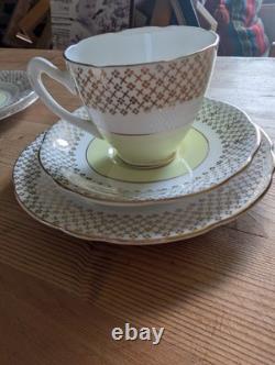 Imperial Fine English China Yellow & 22kt Gold Gliding Tea cup/saucer/plate x3