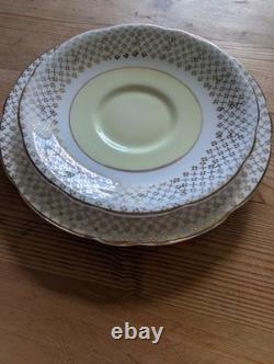 Imperial Fine English China Yellow & 22kt Gold Gliding Tea cup/saucer/plate x3