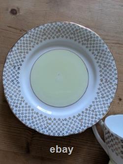 Imperial Fine English China Yellow & 22kt Gold Gliding Tea cup/saucer/plate x3