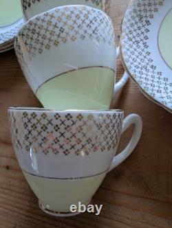 Imperial Fine English China Yellow & 22kt Gold Gliding Tea cup/saucer/plate x3