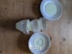 Imperial Fine English China Yellow & 22kt Gold Gliding Tea cup/saucer/plate x3