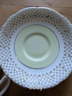 Imperial Fine English China Yellow & 22kt Gold Gliding Tea cup/saucer/plate x3