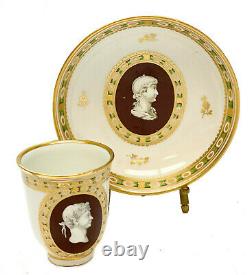 Imperial Royal Vienna Porcelain Cameo Cup & Saucer, circa 1900