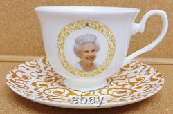 In Loving Memory HM Queen Elizabeth II 1926-2022 Set 6 cups & saucers fine china