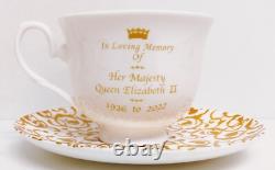In Loving Memory HM Queen Elizabeth II 1926-2022 Set 6 cups & saucers fine china