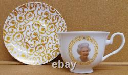 In Loving Memory HM Queen Elizabeth II 1926-2022 Set 6 cups & saucers fine china