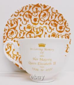 In Loving Memory HM Queen Elizabeth II 1926-2022 Set 6 cups & saucers fine china