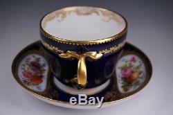Incredible Cobalt Gold Hand Painted Old Paris Le Rosey Rihouet Cup and 5 Saucers