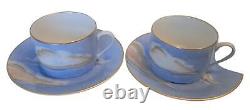 JONATHAN HANSEN x MARIE DAAGE Ciels Bleus 24K Gold Rim Teacup Saucer Set NEW