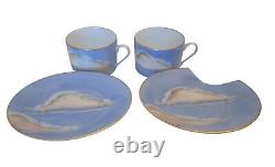 JONATHAN HANSEN x MARIE DAAGE Ciels Bleus 24K Gold Rim Teacup Saucer Set NEW