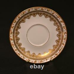 JPL Pouyat Limoges 4 Cups & Saucers Hand Painted Brown Acorns withGold 1900-1920