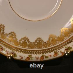 JPL Pouyat Limoges 4 Cups & Saucers Hand Painted Brown Acorns withGold 1900-1920