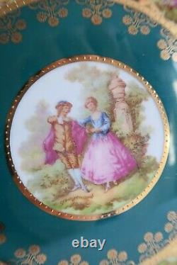 JWK Adler Bavaria decorative cup, saucer and plate set Green Pink Gold
