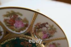JWK Adler Bavaria decorative cup, saucer and plate set Green Pink Gold