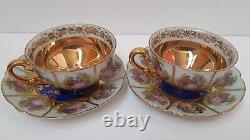 JWK Bavaria Fragonard Love Story Coffee Cup And Saucer Set Of 2 Gold Inlay