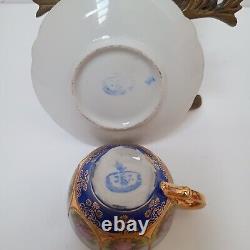 JWK Bavaria Fragonard Love Story Coffee Cup And Saucer Set Of 2 Gold Inlay