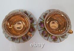 JWK Bavaria Fragonard Love Story Coffee Cup And Saucer Set Of 2 Gold Inlay