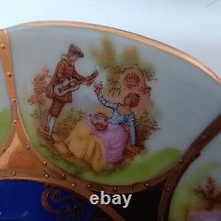 JWK Bavaria Fragonard Love Story Coffee Cup And Saucer Set Of 2 Gold Inlay