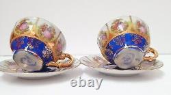 JWK Bavaria Fragonard Love Story Coffee Cup And Saucer Set Of 2 Gold Inlay