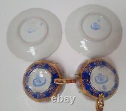 JWK Bavaria Fragonard Love Story Coffee Cup And Saucer Set Of 2 Gold Inlay