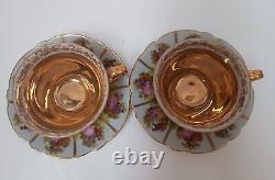 JWK Bavaria Fragonard Love Story Coffee Cup And Saucer Set Of 2 Gold Inlay