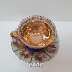 JWK Bavaria Fragonard Love Story Coffee Cup And Saucer Set Of 2 Gold Inlay