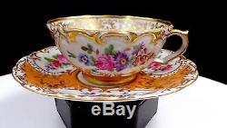 J. P. Jacob Petit Signed French Porcelain Gold Scroll 2 Cup & Saucer 1796-1868