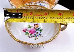 J. P. Jacob Petit Signed French Porcelain Gold Scroll 2 Cup & Saucer 1796-1868
