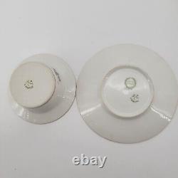 J. P. Limoges Porcelain Ramekins With Saucers 6 Sets Pink Blue Floral WithGold Trim