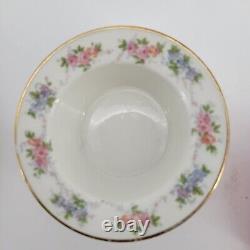 J. P. Limoges Porcelain Ramekins With Saucers 6 Sets Pink Blue Floral WithGold Trim